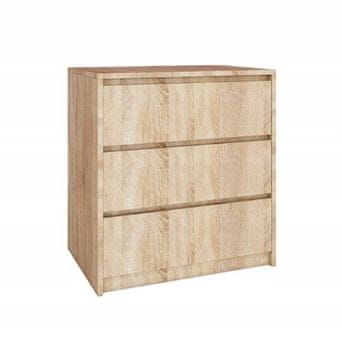 shumee Predalnik s 3 predali Sonoma hrast brez ročajev 70x75x43 cm