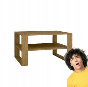 shumee Moderna in elegantna klubska mizica s polico, Stone Oak | 90x58x50cm