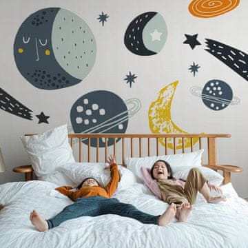 INNA Otroške nalepke Luna in planeti 100x200cm