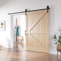 Nikcorp Sistem za drsna vrata Barn Door 366 cm, črno vodilo za loft stil, nosilnost 120 kg, komplet za montažo