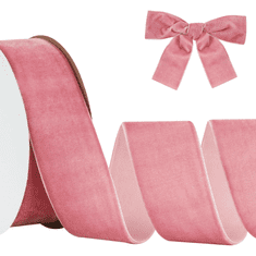 Nikcorp Žametni dekorativni trak roza 4 cm x 9 m za pentlje, darila in dekoracijo