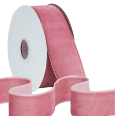 Nikcorp Žametni dekorativni trak roza 4 cm x 9 m za pentlje, darila in dekoracijo