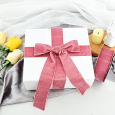 Nikcorp Žametni dekorativni trak roza 4 cm x 9 m za pentlje, darila in dekoracijo