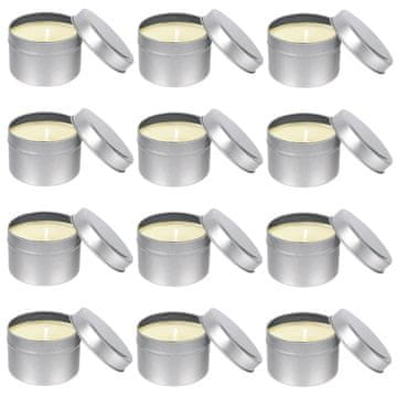 Nikcorp Komplet 12 kovinskih posod za sveče 120 ml s pokrovom, srebrne, za shranjevanje in DIY projekte, večnamenske pločevinke