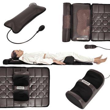 Nikcorp Masažna podloga za celo telo z ogrevanjem in daljincem, vibracijska blazina za stol ali posteljo, 175x50 cm, rjava