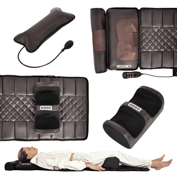 Nikcorp Masažna podloga z ogrevanjem in daljincem, 10 motorjev, masažer za celo telo, vzmetnica 175x50 cm, rjava