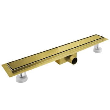 Nikcorp Linearni talni odtok za tuš kabino 120 cm zlat | Kanaleta za prho s sifonom in filtrom za lase iz nerjavečega jekla