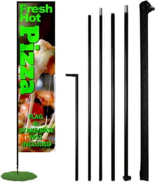 Nikcorp Komplet aluminijastih drogov za zastavo 4,3 m z držalom, lahek in odporen na vremenske vplive za peresne zastave