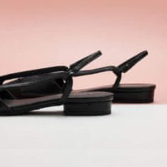 Nikcorp Črni ženski salonarji z odprto peto in špičasto konico, usnjen vložek, elegantni čevlji za zabavo, velikost 39 EU