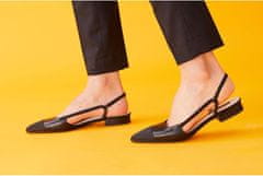 Nikcorp Črni ženski salonarji z odprto peto in špičasto konico, usnjen vložek, elegantni čevlji za zabavo, velikost 39 EU