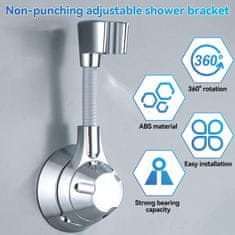 Nikcorp Nastavljivo držalo za tuš ročko 360° samolepilno, kromirano, brez vrtanja, univerzalno, nosilnost do 5 kg