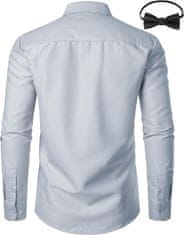Nikcorp Moška elegantna srajca z dolgimi rokavi in metuljčkom, formalna, siva, regular fit, velikost XL, za poroko in poslovne priložnosti