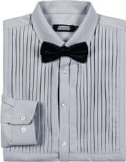 Nikcorp Moška elegantna srajca z dolgimi rokavi in metuljčkom, formalna, siva, regular fit, velikost XL, za poroko in poslovne priložnosti