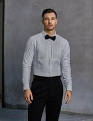 Nikcorp Moška elegantna srajca z dolgimi rokavi in metuljčkom, formalna, siva, regular fit, velikost XL, za poroko in poslovne priložnosti