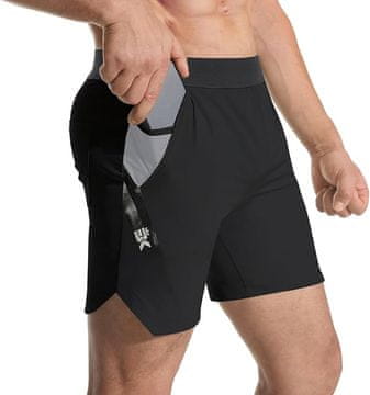 Nikcorp Moške športne kratke hlače za tek in fitnes črne barve z dvema žepoma | Velikost M | Lahke in zračne za trening