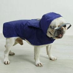 Nikcorp Vodoodporen dežni plašč za psa s kapuco in odsevnimi elementi | Velikost S | Modra pasja pelerina za dež