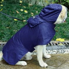 Nikcorp Vodoodporen dežni plašč za psa s kapuco in odsevnimi elementi | Velikost S | Modra pasja pelerina za dež