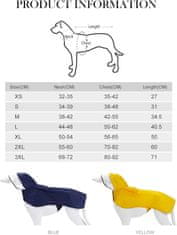 Nikcorp Vodoodporen dežni plašč za psa s kapuco in odsevnimi elementi | Velikost S | Modra pasja pelerina za dež