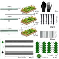 Nikcorp Komplet 30 lokov za vrtni tunel in rastlinjak | Loki iz steklenih vlaken s priključki, sponkami in sidri za zaščito rastlin