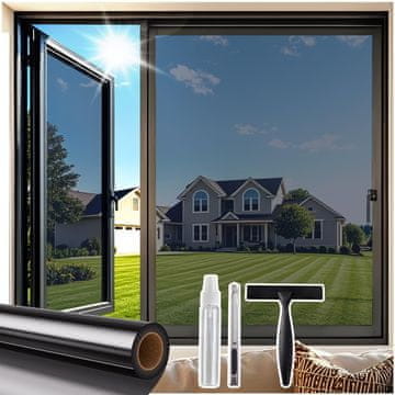 Nikcorp Samolepilna zrcalna folija za okna za zasebnost in UV zaščito, srebrna, 45 x 300 cm, toplotna izolacija