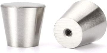 Nikcorp Komplet 10 stožčastih pohištvenih gumbov, srebrni ročaji za omarice in predale, aluminij, višina 23 mm, premer 25 mm