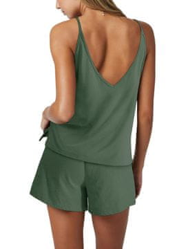Nikcorp Ženska bombažna trenirka zelena dvodelni komplet brezrokavnik z V-izrezom in hlače za prosti čas velikost L