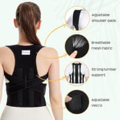 Nikcorp Korektor drže za ravno hrbtenico in podporo hrbtu, unisex, zračen in nastavljiv pas za pravilno držo, velikost M