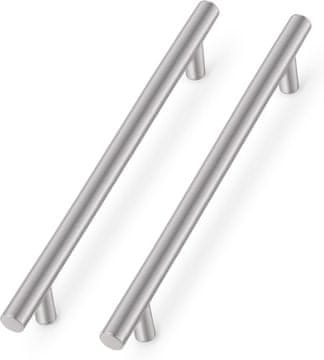 Nikcorp Pohištveni ročaji T-palica 320 mm iz nerjavečega jekla, satin nikelj, razmak lukenj 256 mm, komplet 12 kosov