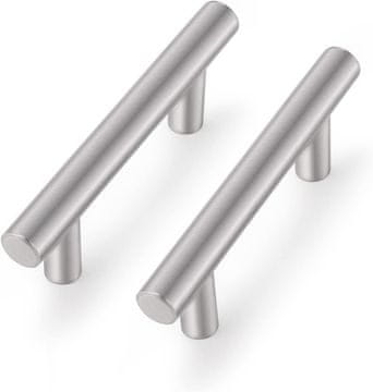 Nikcorp Pohištveni ročaji T oblika iz nerjavečega jekla 10,2 cm, saten nikelj, komplet 5 kosov za predale in omare