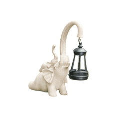 Nikcorp Okrasna figurica slona s solarno svetilko | Vrtna dekoracija iz smole, odporna na vremenske vplive, avtomatski prižig