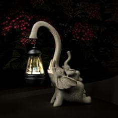 Nikcorp Okrasna figurica slona s solarno svetilko | Vrtna dekoracija iz smole, odporna na vremenske vplive, avtomatski prižig