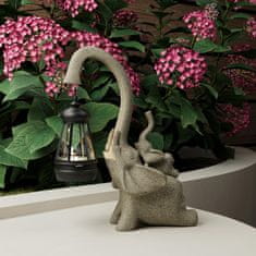 Nikcorp Okrasna figurica slona s solarno svetilko | Vrtna dekoracija iz smole, odporna na vremenske vplive, avtomatski prižig