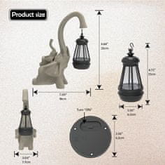 Nikcorp Okrasna figurica slona s solarno svetilko | Vrtna dekoracija iz smole, odporna na vremenske vplive, avtomatski prižig