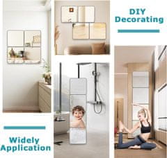 Nikcorp Akrilne stenske nalepke z zrcalnim učinkom 4 kosi 20x20 cm, samolepilne dekorativne ploščice za steno, ogledalo