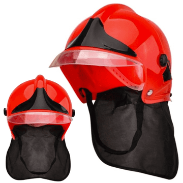 Korbi Otroška Gasilska Čelada Rdeča s Ščitnikom Premium