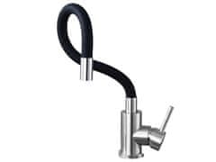 slomart OR1047 fleksibilna kuhinjska armatura – 360° vrtljiv silikonski izliv, inox ohišje, črna/srebrna