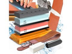 slomart OR1179 profesionalni vodni brusni kamen – komplet 400/1000 + 3000/8000, bambusov podstavek, usnjeni pas, vodilo kota