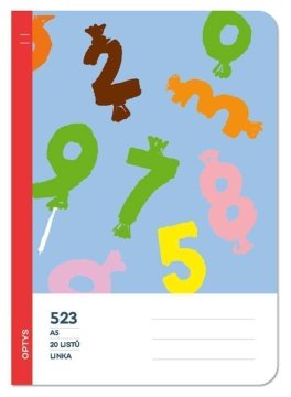 Optys Šolski zvezek 523 brez lesa, linija 12 mm - številke
