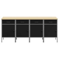Vidaxl Delovna omara s predalom 4 pcs Črna in siva 200 x 55 x 85 cm