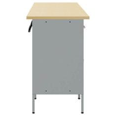 Vidaxl Delovna omara s predalom 4 pcs Črna in siva 200 x 55 x 85 cm