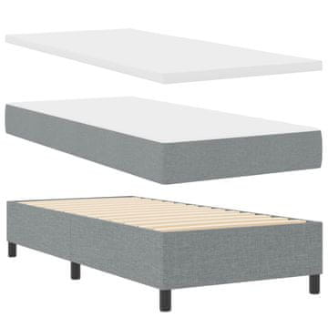 Vidaxl Postelja z vzmetnico z vzglavjem Svetlo siva 100 x 200 cm blago