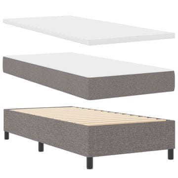 Vidaxl Postelja z vzmetnico z LED trakami Taupe 100 x 200 cm blago