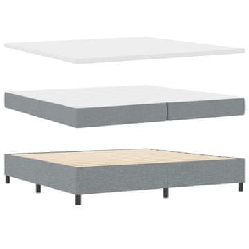 Vidaxl Postelja z vzmetnico z vzglavjem Svetlo siva 200 x 200 cm blago