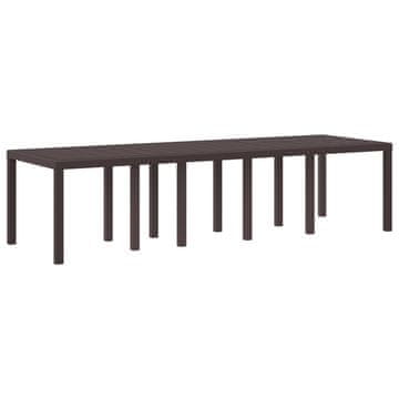 Vidaxl Vrtna miza Rjava 300 x 100 x 73 cm poli ratan