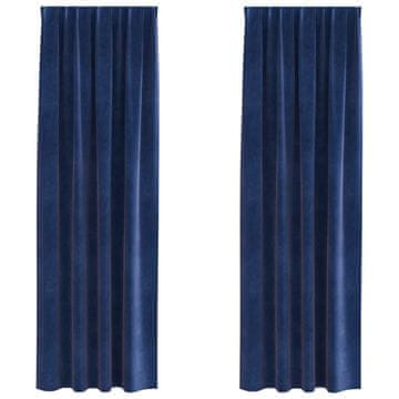 Vidaxl Zatemnitvene zavese 2 pcs Temno modra 140 x 260 cm Žamet