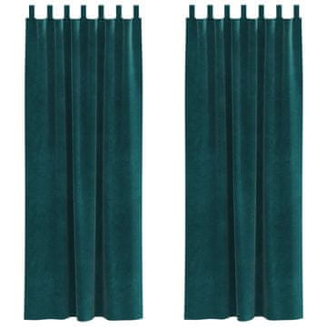 Vidaxl Zatemnitvene zavese 2 pcs Temno zelena 140 x 245 cm Žamet
