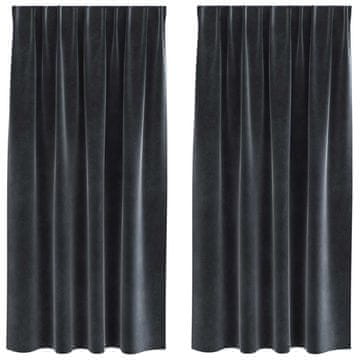 Vidaxl Zatemnitvene zavese 2 pcs Temno siva 140 x 175 cm Žamet