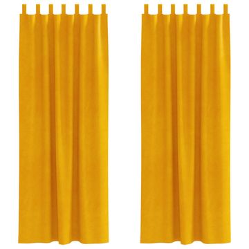 Vidaxl Zatemnitvene zavese 2 pcs Gorčična rumena 140 x 225 cm Žamet