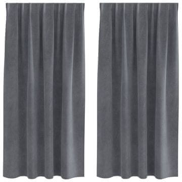 Vidaxl Zatemnitvene zavese 2 pcs Svetlo siva 140 x 175 cm Žamet