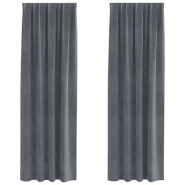 Vidaxl Zatemnitvene zavese 2 pcs Svetlo siva 140 x 245 cm Žamet